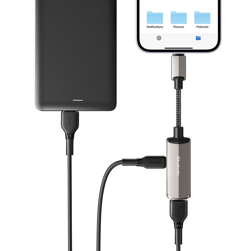 맥도도 2in1 라이트닝 8핀 충전 + USB-A OTG 듀얼젠더, 1개