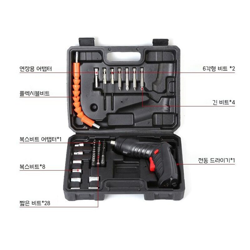 3.6V 무선 전동 드라이버 세트 USB 충전 스크류 드라이버, 1세트