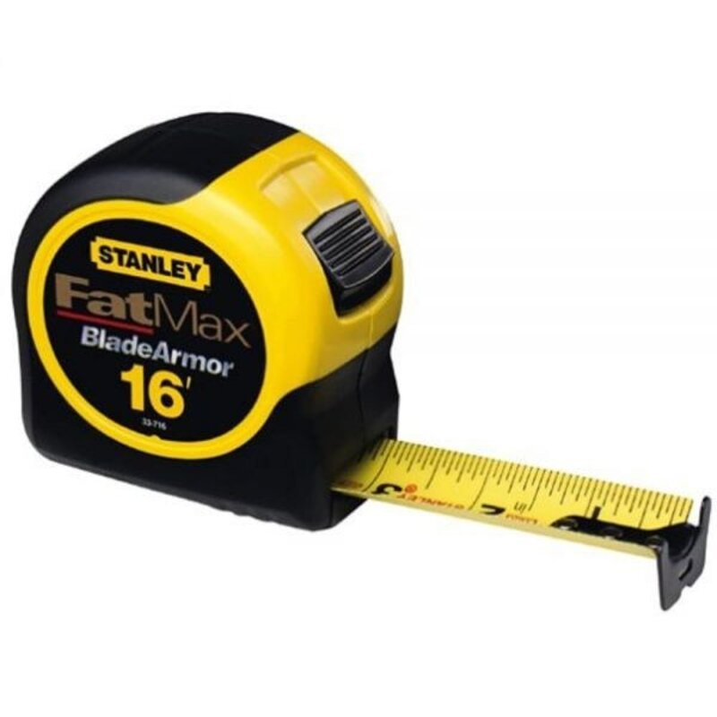 스탠리 FATMAX 테이프 메저 위드 블레이드 아머 16피트 33716, Yellow/Black, 16 Feet