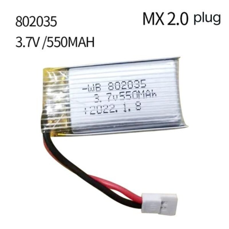 리튬 폴리머 배터리 3.7V 550mAh 802035 충전식 팩 커넥터