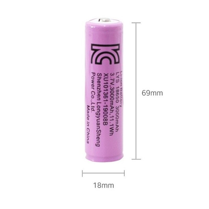 18650 대용량 리튬이온 충전지 3000mAh, 1개입, 2개