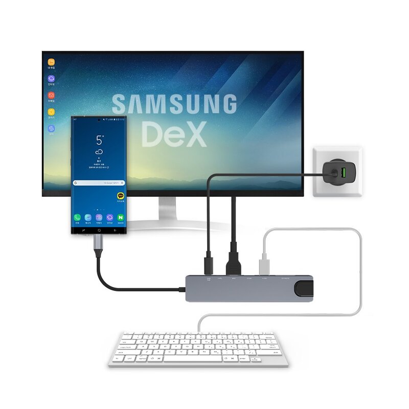 홈플래닛 8포트 USB3.0 이더넷 멀티허브 (USB*2 타입C*2 이더넷 HDMI SD) / HUB8C-Y, 그레이