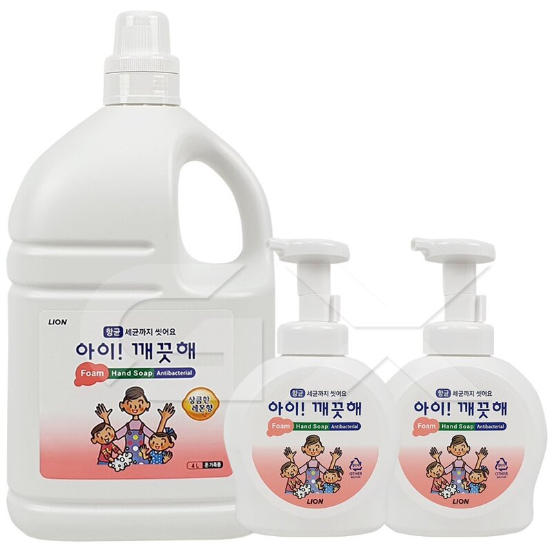 아이깨끗해 거품형 핸드워시 4L X 1개 펌프용기 490ML 3개 포함