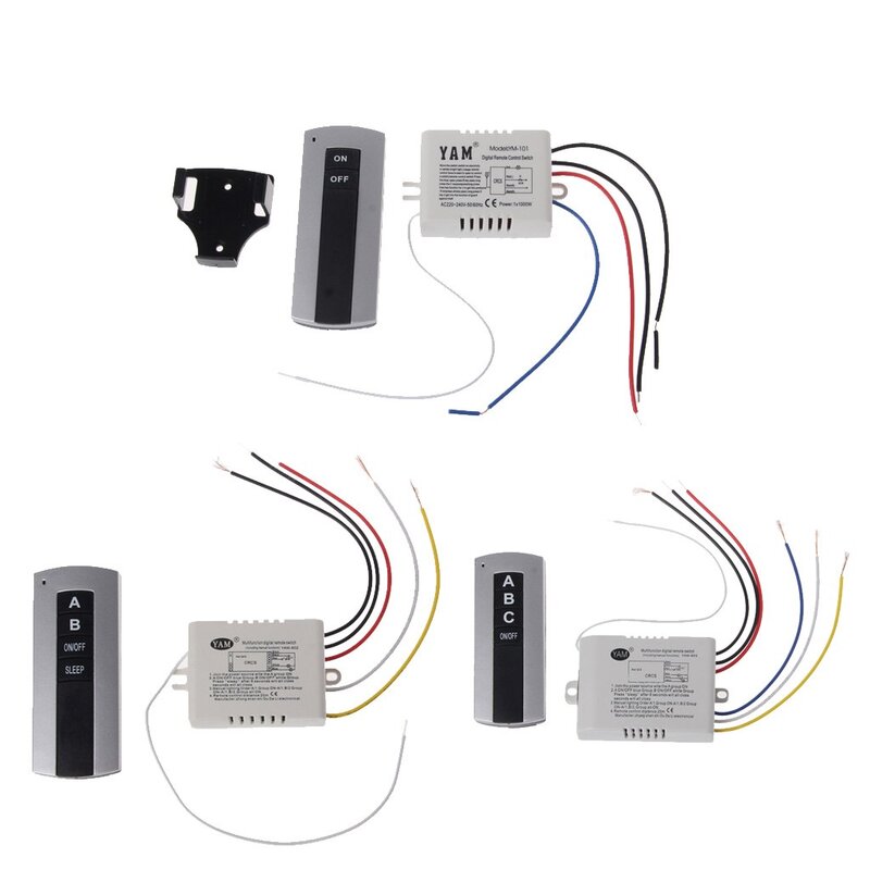 무선 2 채널 켜짐/꺼짐 램프 리모컨 스위치 수신기 송신기, 하얀색, 1개