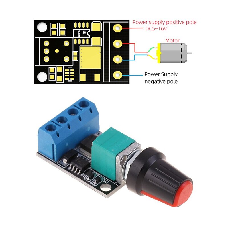 털보몰 PWM DC 모터 속도 컨트롤러 5V-16V 10A 속도제어 스위치, 1개