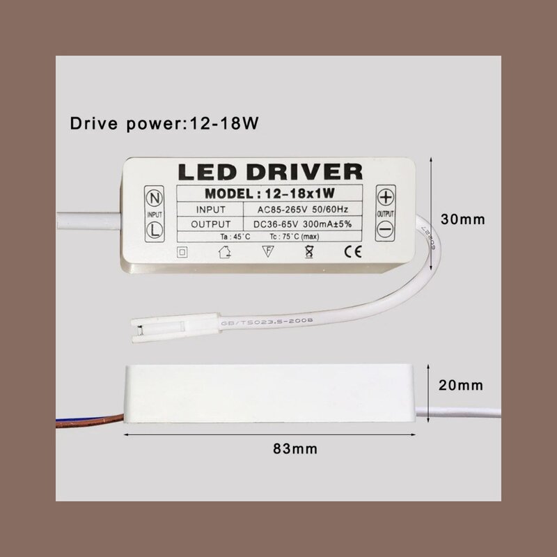 LED 드라이버 240-300mA, 25-36W, 1개