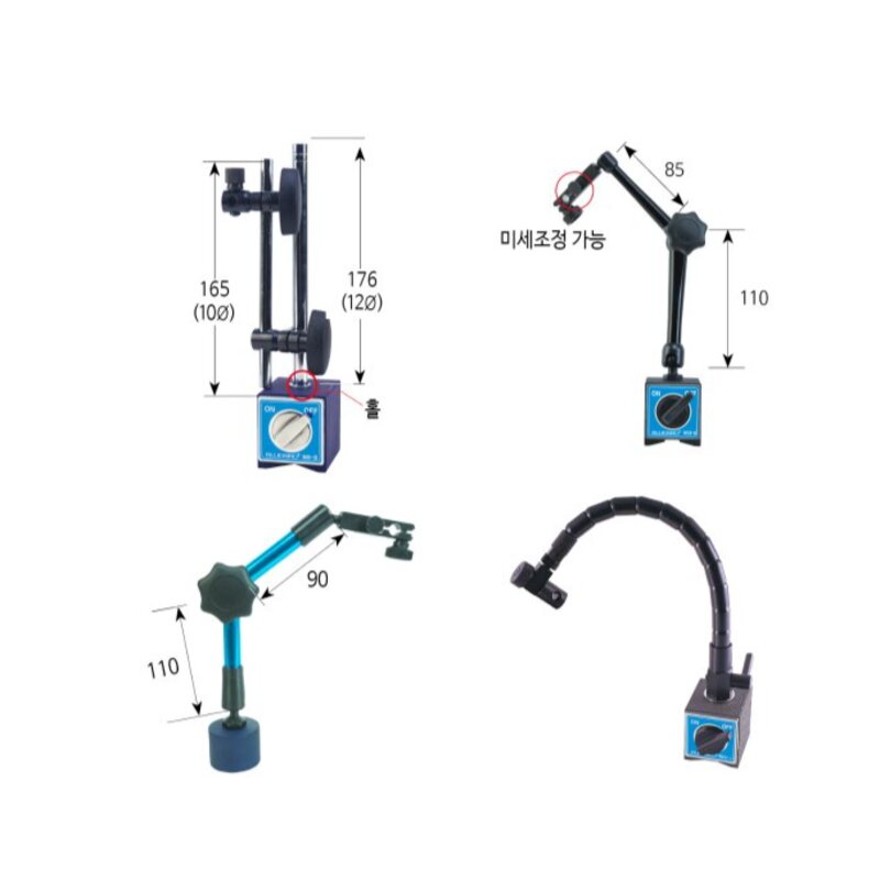 마그네틱 베이스 다관절 미세조정 소형 인디게이터 다이얼게이지 자석, 마그네틱베이스, MB-BV, 1개