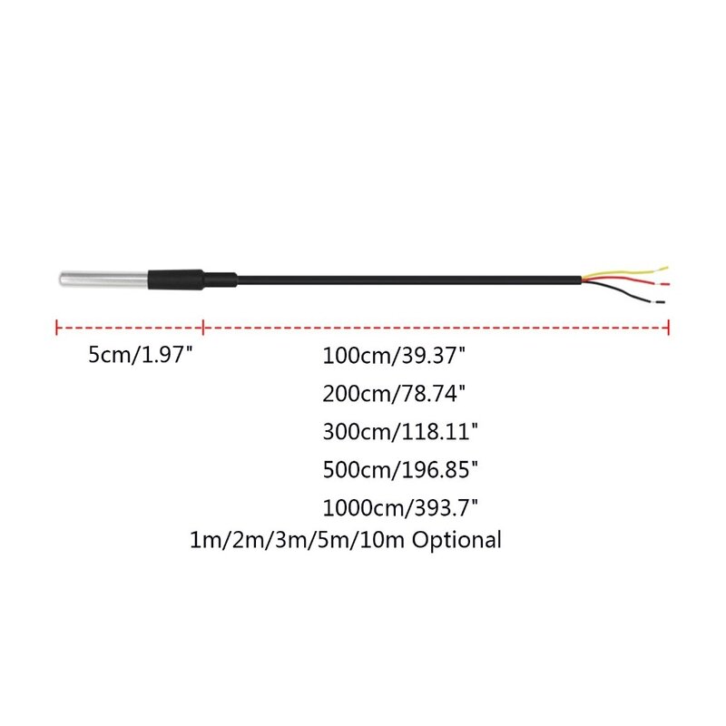 디지털 온도 프로브 온도 센서 녹슬지 스테인리스 패키지, 10m, 1개