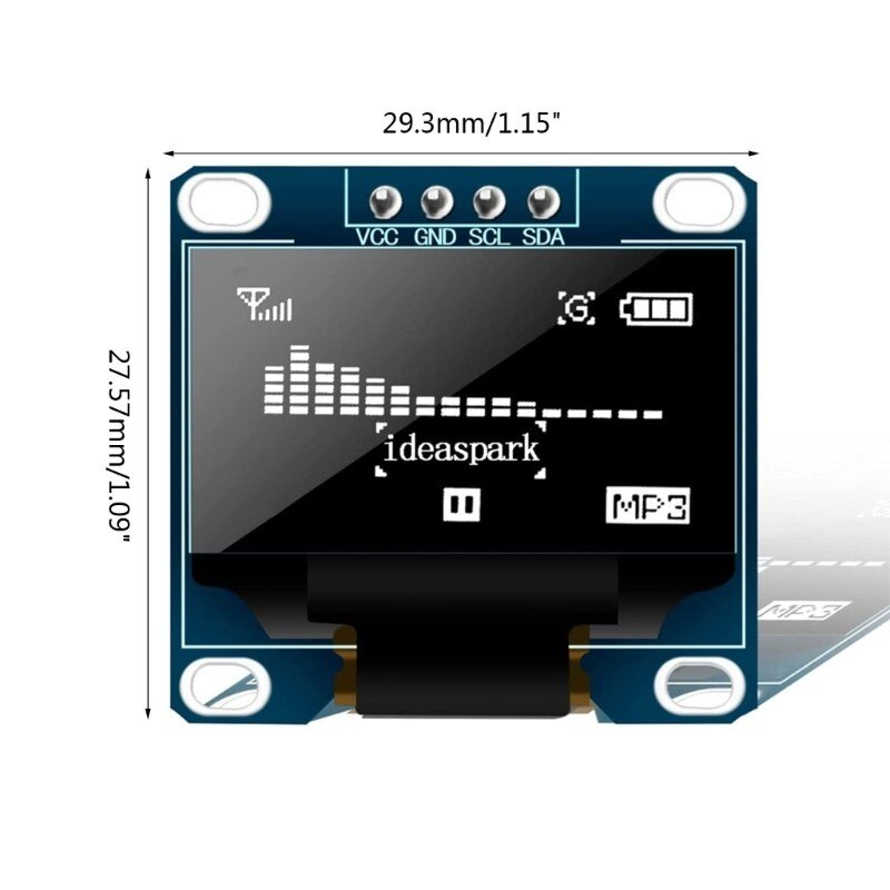 OLED 0.96 디스플레이보드 12864 128x64 드라이버 IIC I2C 직렬자체발광, 1개