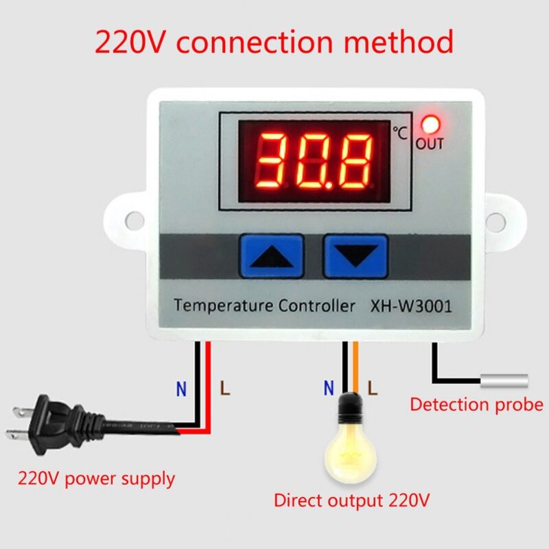 220V LED 디지털 온도 컨트롤러 10A 서모 스탯 제어 스위치 프로브 새로운