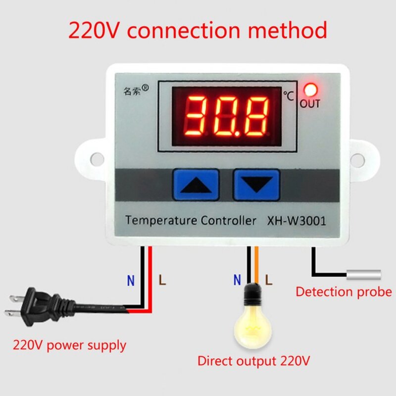 220V LED 디지털 온도 컨트롤러 10A 서모 스탯 제어 스위치 프로브 새로운