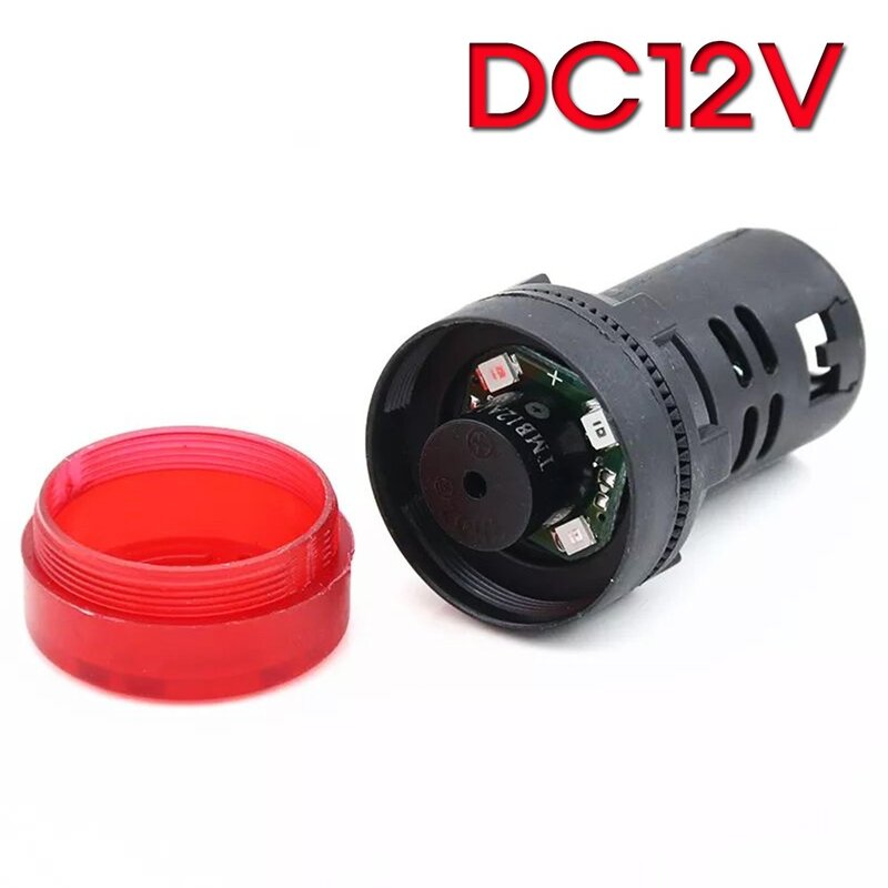 DC12V 부저 주황 LED램프 역전압경고 22mm