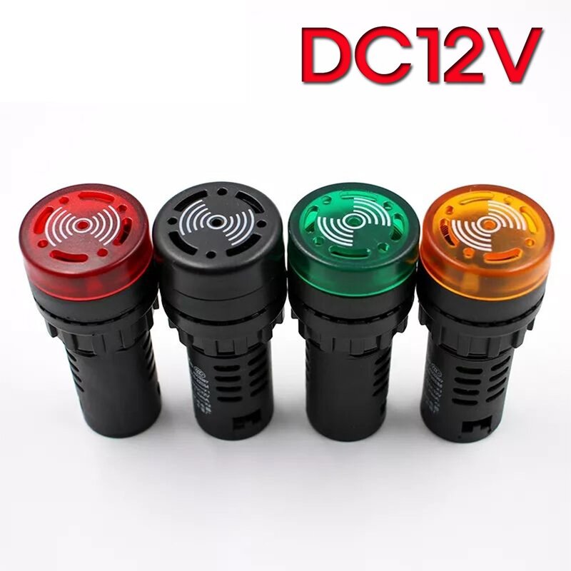 DC12V 부저 주황 LED램프 역전압경고 22mm