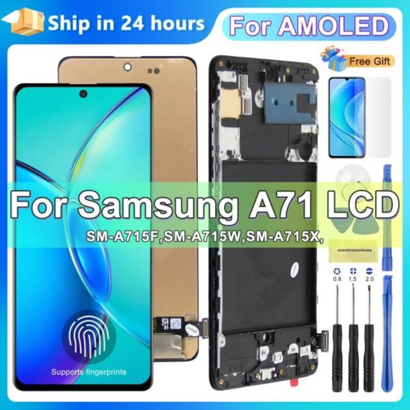 AMOLED LCD 디스플레이 터치 스크린 디지타이저 어셈블리 삼성 A71 교체 프레임