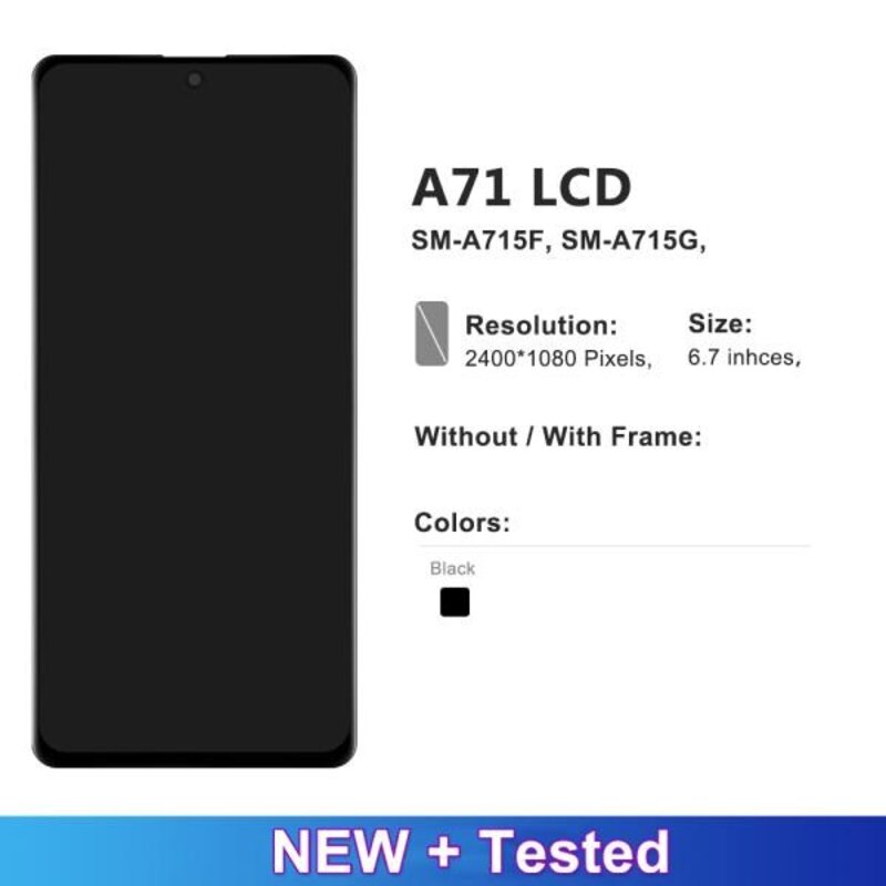 AMOLED LCD 디스플레이 터치 스크린 디지타이저 어셈블리 삼성 A71 교체 프레임