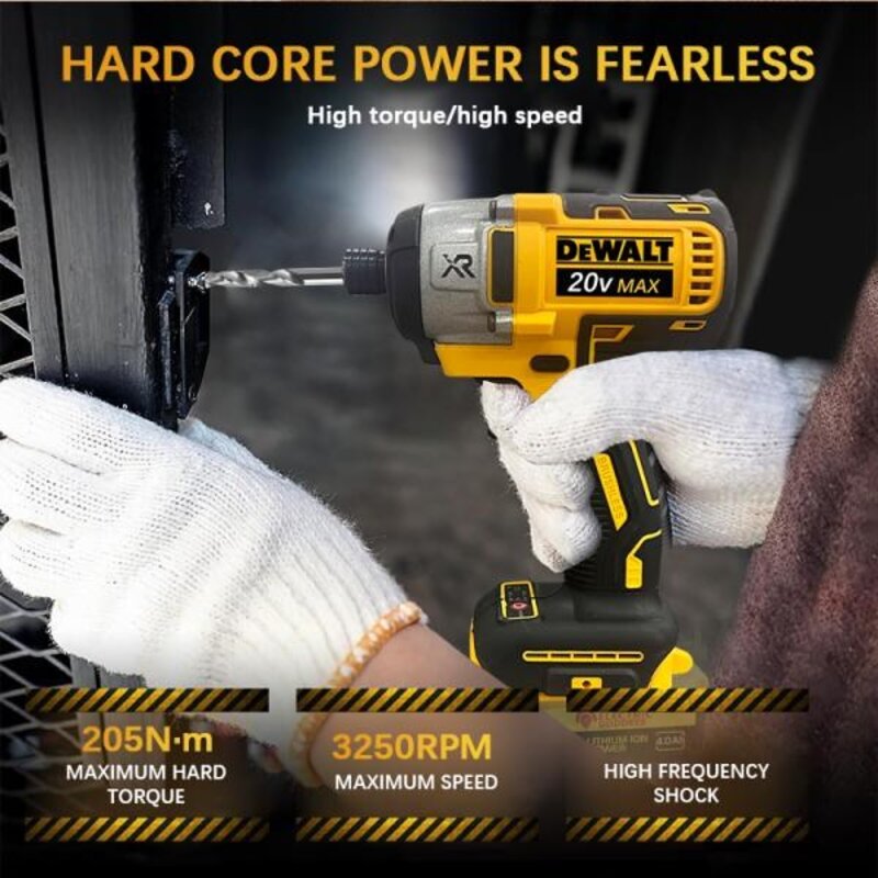 Dewalt 브러시리스 전기 임팩트 드라이버 무선 스크루 20V 배터리용 드릴 DCF887 205N.m